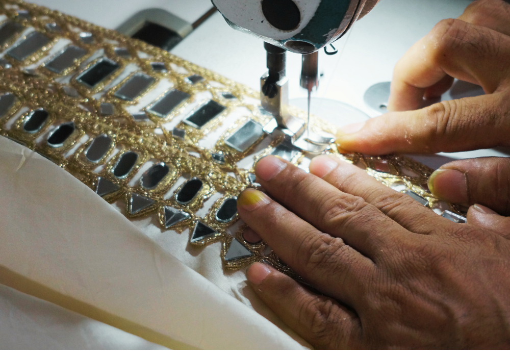 Detailed embroidered garment close-up